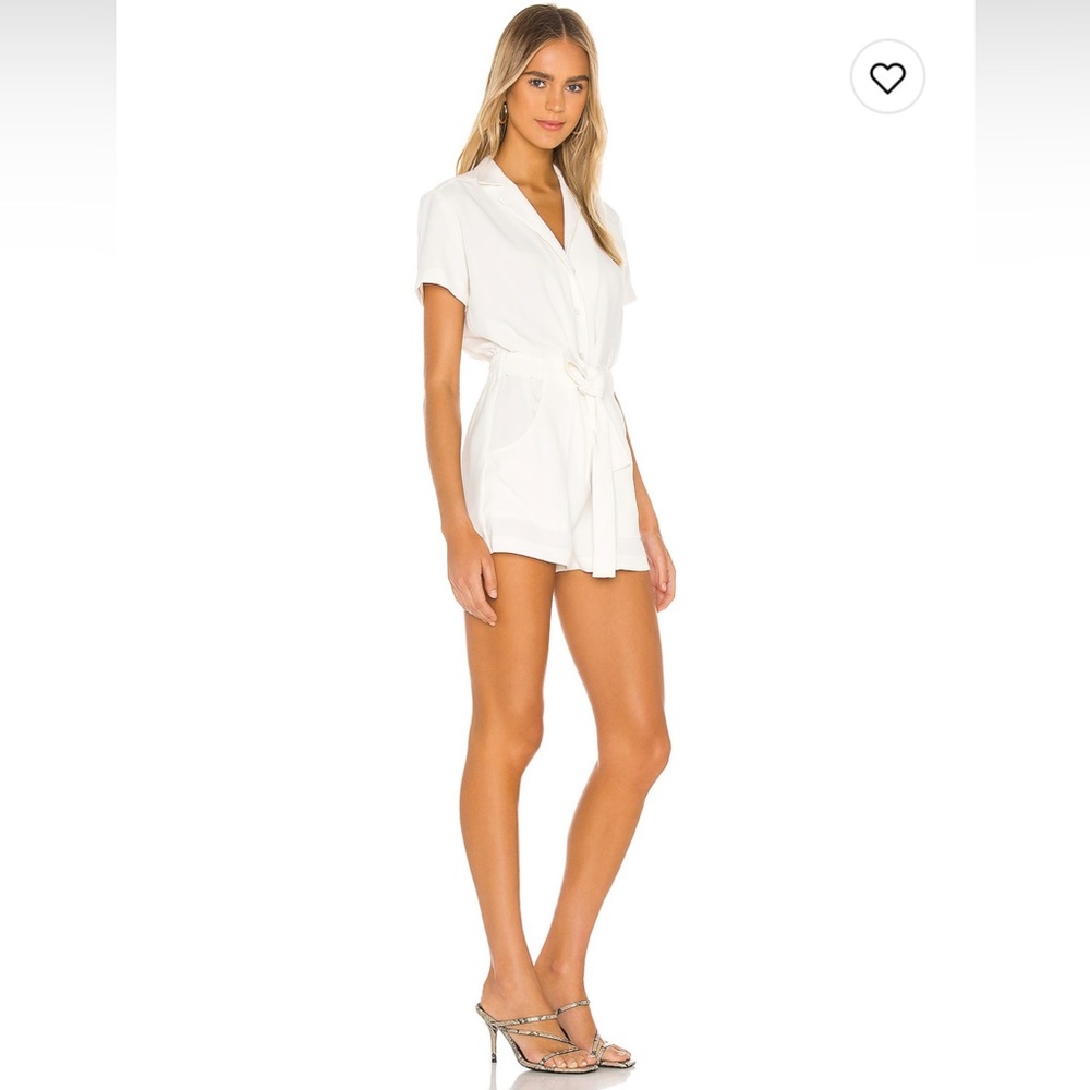Amanda Uprichard White Short Sleeve Romper with Tie Waist